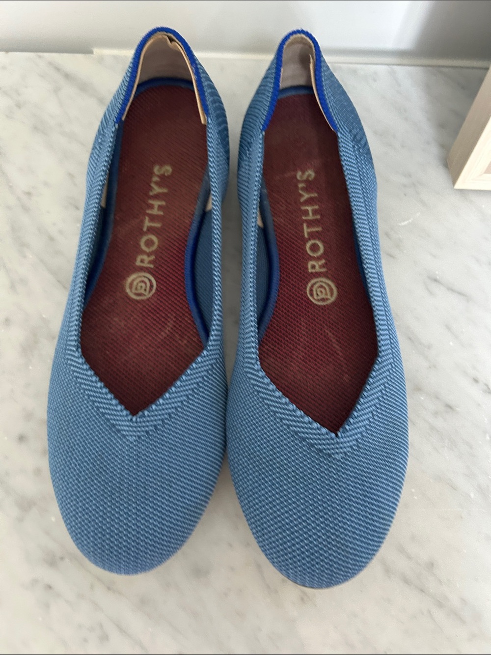 Rothy's Light Blue Pointed Knit Flats